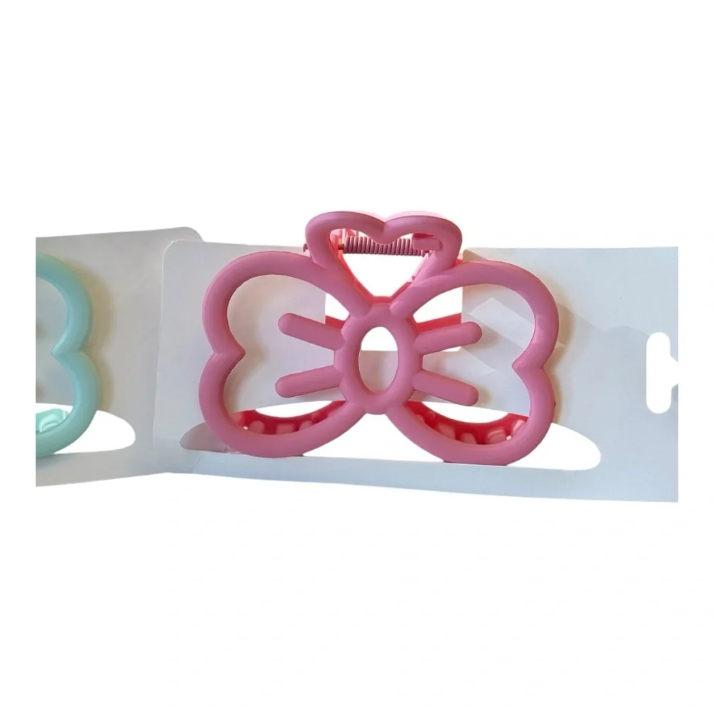 Hello Kitty Bow 3 Set of Hair Clips - Pink, Cream, and Blue